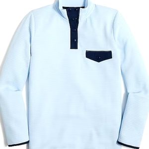 J Crew Factory Quilted snap-front pullover Blue Breeze